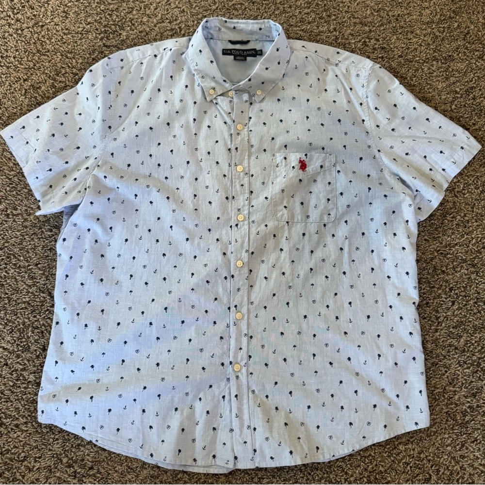 US Polo Assn.— Light Blue Patterned Shirt